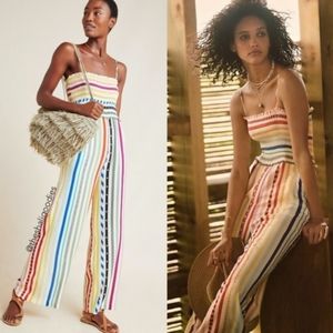 Farm Rio Ellie Smocked Striped Jumpsuit